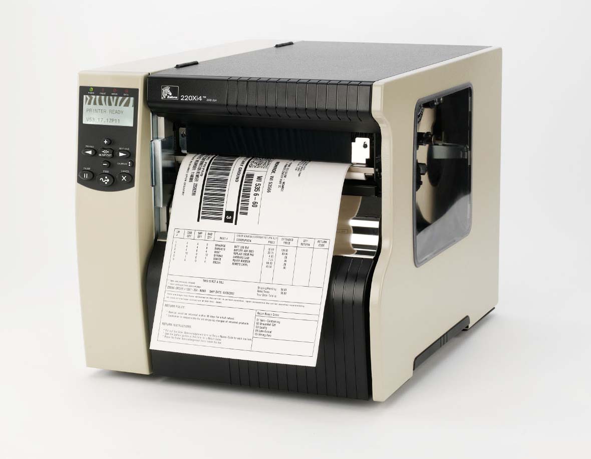 Zebra 220xi4工业级宽幅不干胶A4尺寸标签条码打印机最大可打220mm宽